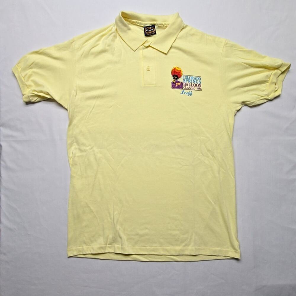 Vintage Colorado Springs Balloon Classic Polo Anvil Yellow Mens XL Shirt 80s